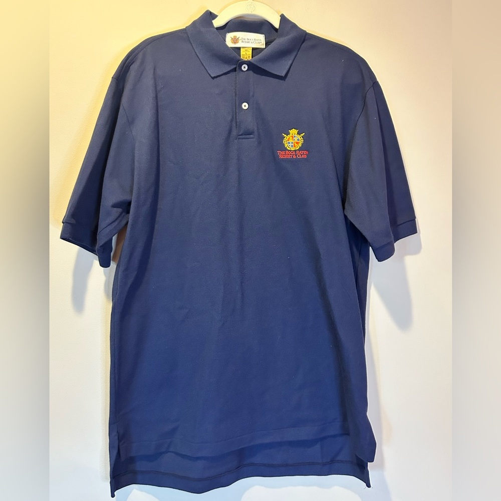 Vintage‎ Boca Raton Resort & Club Polo Shirt Men's Size Large Blue Crest Logo